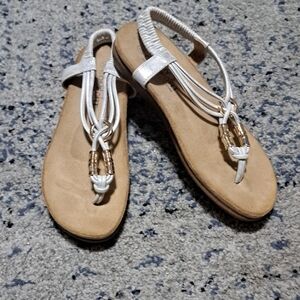 Chic White and Tan Women's Sandals